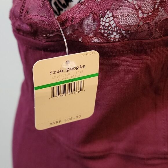 NWT Free People Burgandy Premonitions Dress Vetiver Bloom-L - Picture 8 of 12